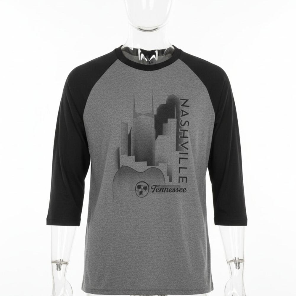 Nashville Tennessee  Gray 3/4 Sleeve Raglan T-Shirt Tee Unisex Medium New